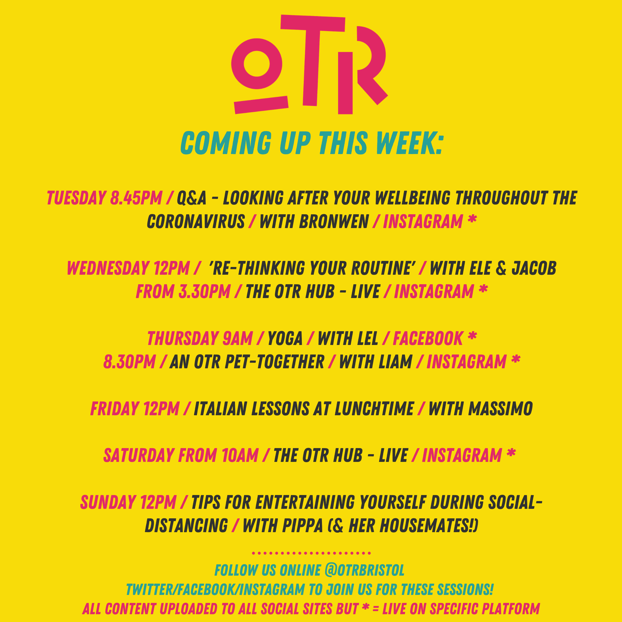 OTR online activity, w/c 23rd March