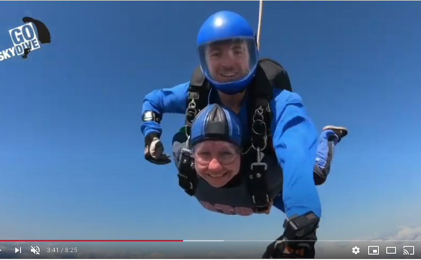 Two people in freefall on a skydive.